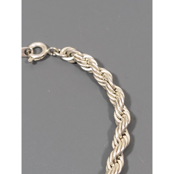 Vintage Silve Tone Rope Chain Classic Bracelet 7 inch - Picture 3 of 6